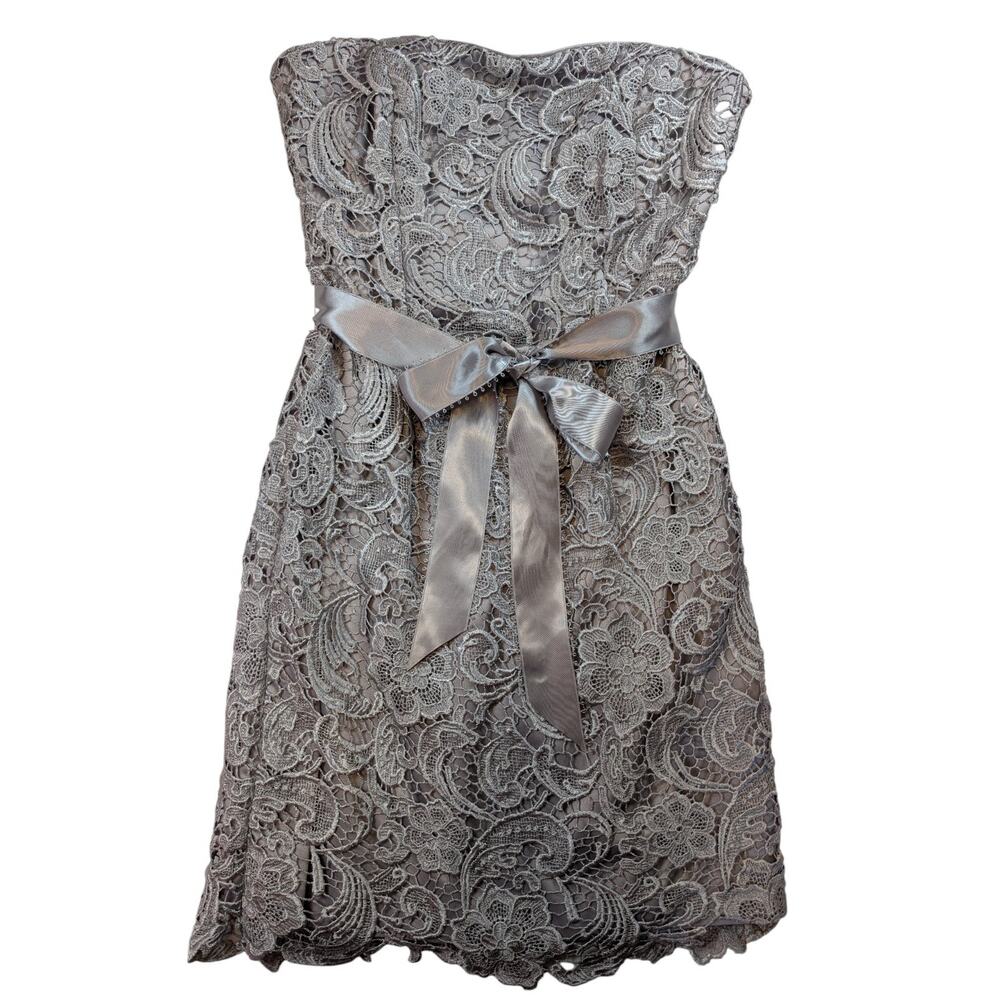 Adrianna Papell Cocktail Evening Dress Lavender Silver Double Lined Womens 8 - Picture 1 of 8